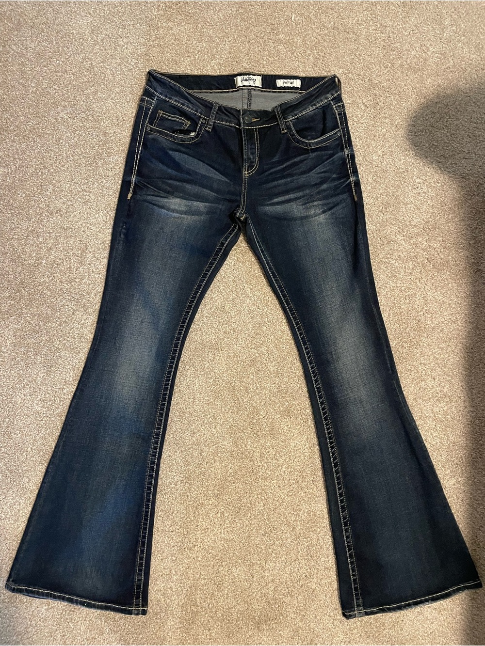 Daytrip Dark Blue Flared Jeans with Contrast Stitching